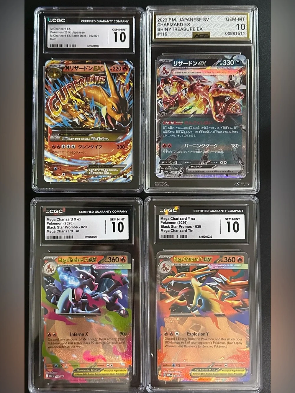 4 charizard lot graded 10 GCG AGS pokemon slabs OBO